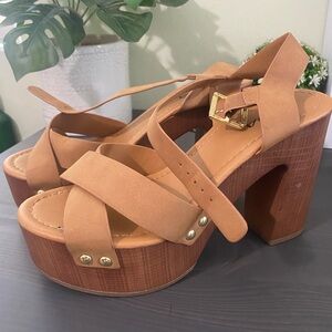 Soda Camel Brown Platform Heels